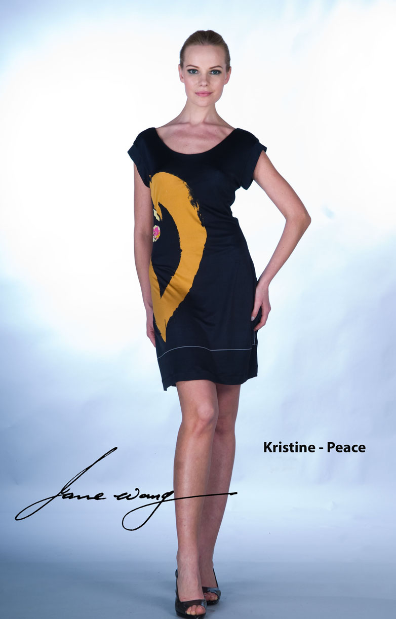 Jane Wang Silk Knit Peace Kirsten Dress